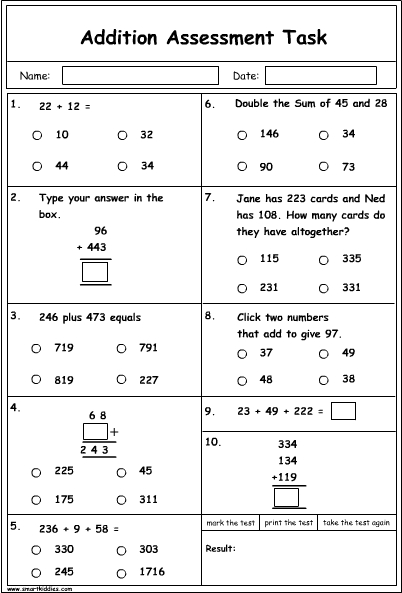 addition problem solving examples with answers