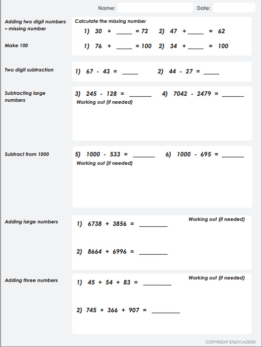 Mathematics Assessment 8 Pages Studyladder Interactive Learning Games