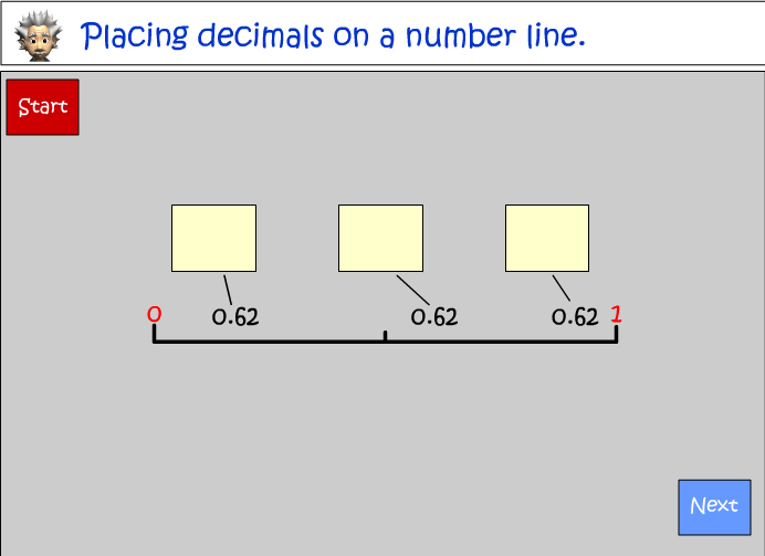 Placing decimals on a number line