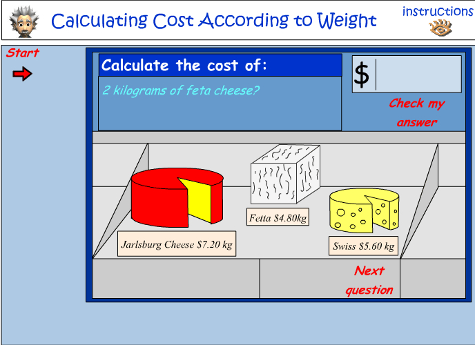 Calculating cost according to weight