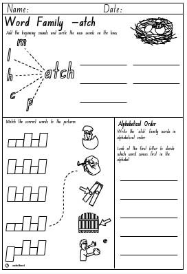 Word Family 'atch' Activity Sheet