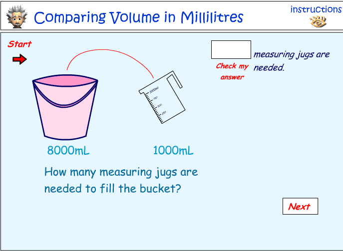 Comparing the volume of liquids