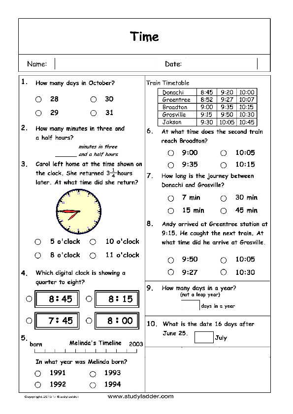 time problem solving grade 4