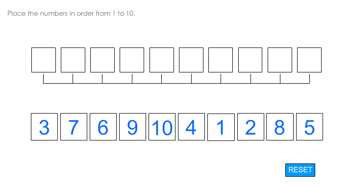 Order numbers from 1 to 10