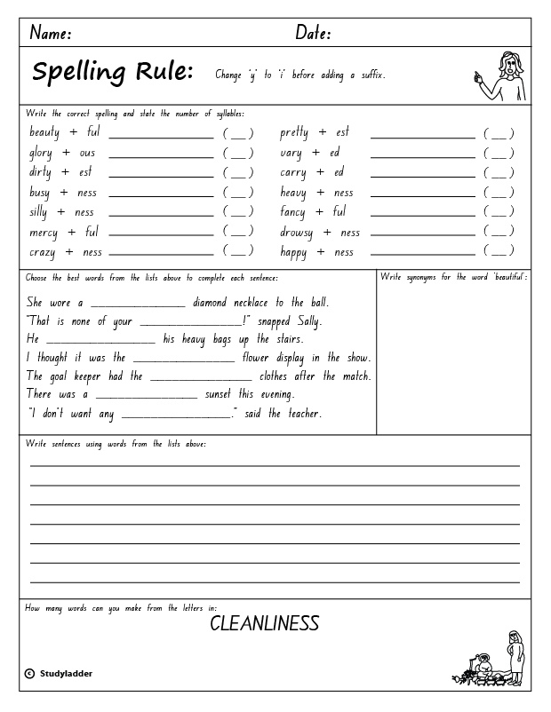 Suffix Spelling Rules Worksheets
