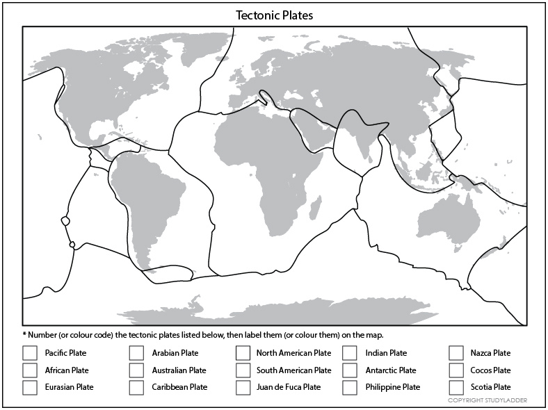 Tectonic Plates Map - Studyladder Interactive Learning Games