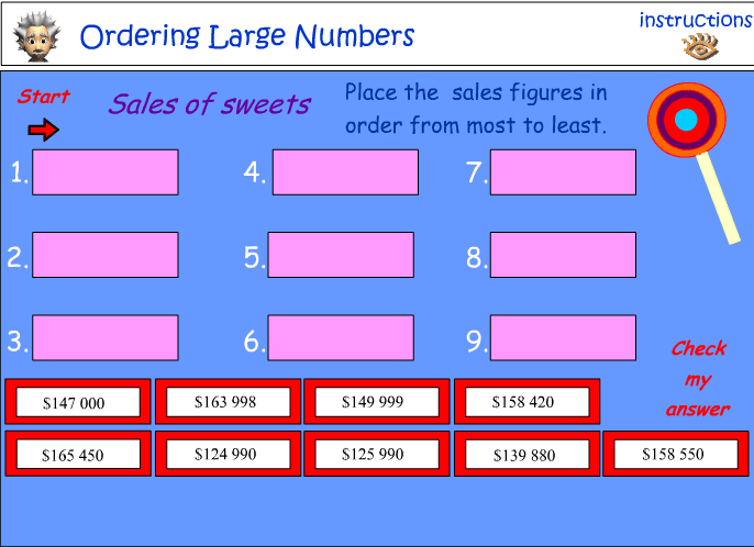 Ordering large numbers No:1