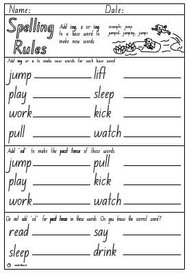 Adding s and ing Activity Sheet
