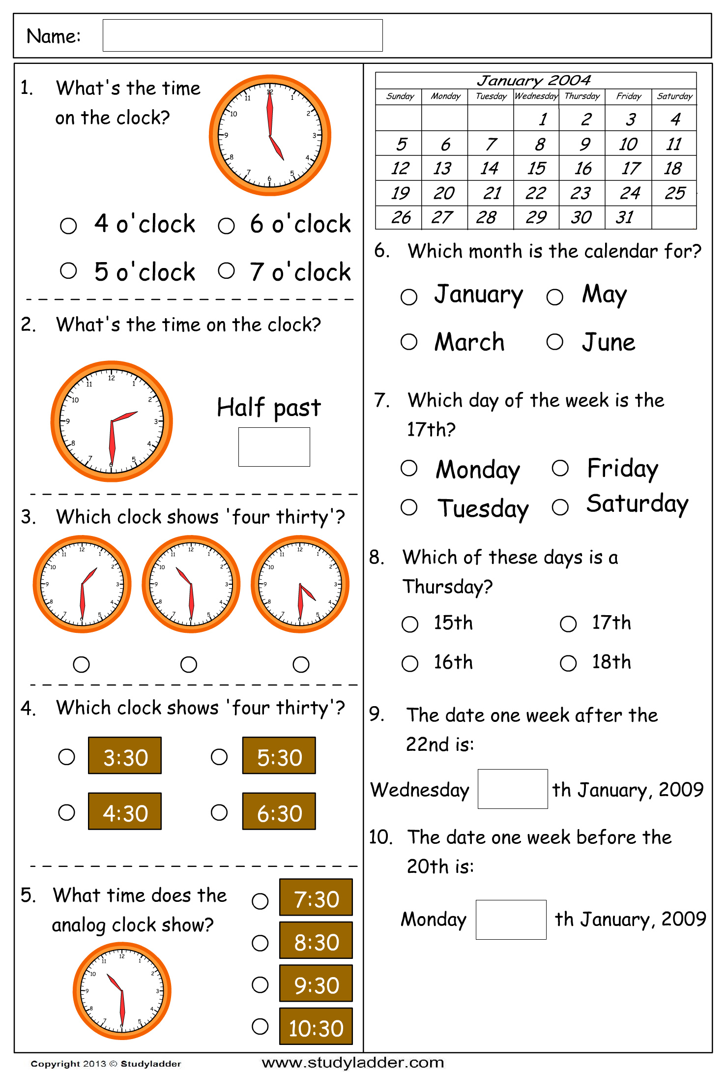 Problem Solving Time Worksheets